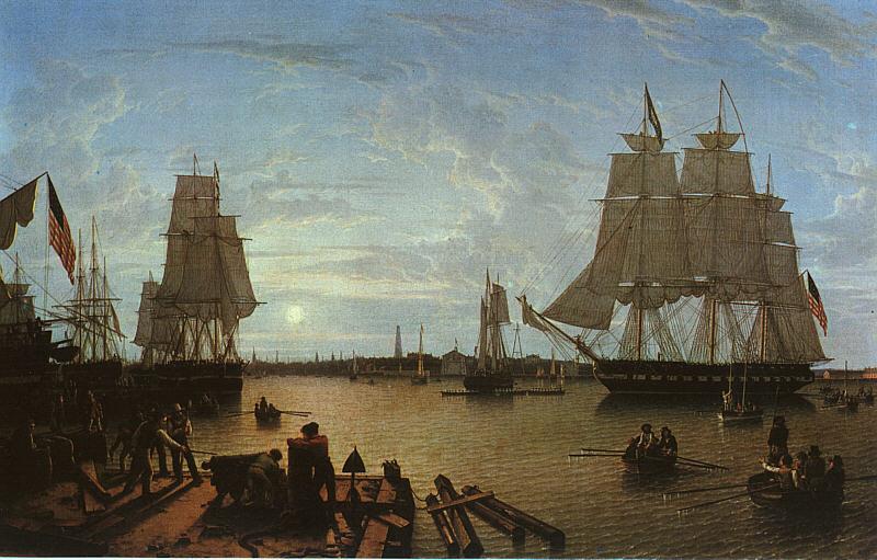 Robert Salmon Boston Harbor as seen from Constitution Wharf Sweden oil painting art